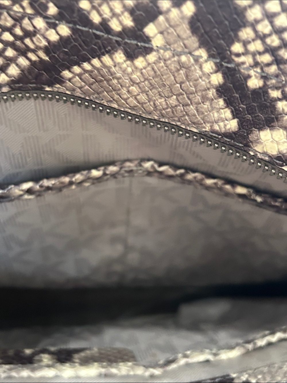 Michael Kors Snake-Print Tote in Brown and Tan 13”X11” - Picture 10 of 12